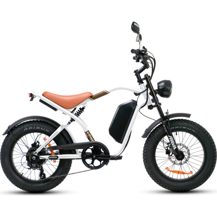 E-Chopper Steel Elétrica 800W 48V 15,6Ah Aro 20 Full Suspension Branca