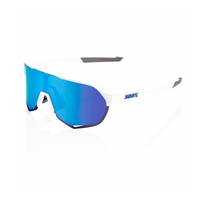 Óculos Ciclismo 100% S2 Matte White Hiper Blue Multilayer Mirror Lens