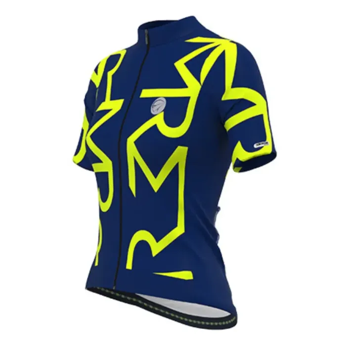 Camisa Ciclismo Feminina Mauro Ribeiro Identite Azul com Amarelo