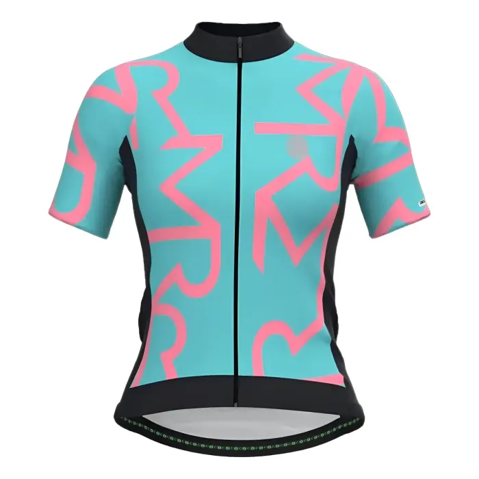 Camisa Ciclismo Feminina Mauro Ribeiro Identite Azul Bebe com Rosa