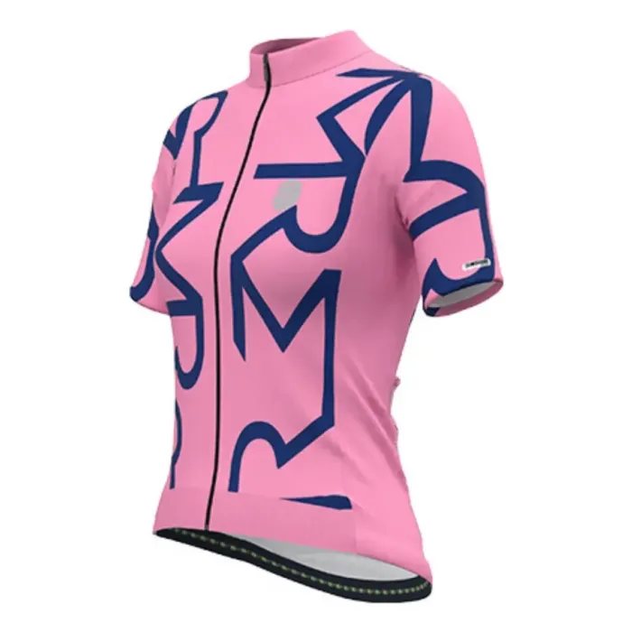  Camisa Ciclismo Feminina Mauro Ribeiro Identite Rosa com Azul Marinho 