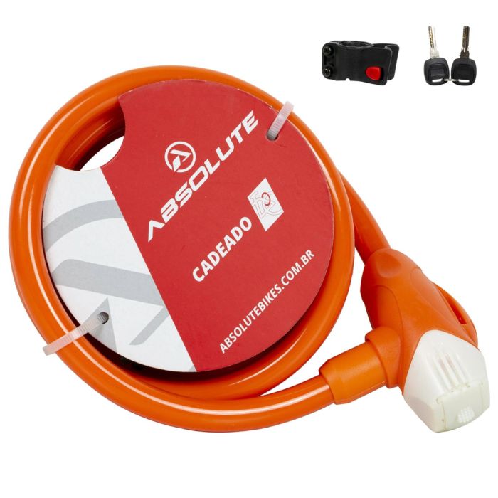 Cadeado 1,85mx12mm Espiral Com 2 Chaves Mtb Bike Laranja