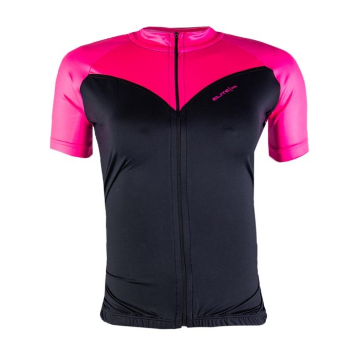 Camisa Ciclismo Feminina Elite Preta/Pink