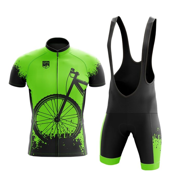 Conjunto Ciclismo Bretelle e Camisa Zíper Full GPX Bike Green