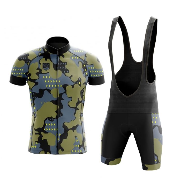 Conjunto Ciclismo Bretelle e Camisa Zíper Full GPX Camouflage
