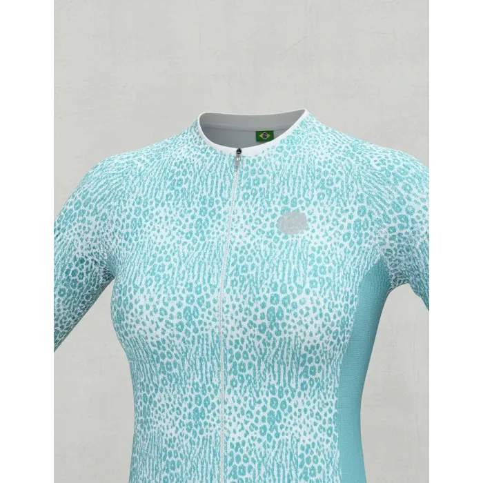Camisa Ciclismo Feminina Mauro Ribeiro On&ccedil;a Azul