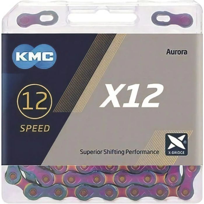 Corrente Bicicleta KMC X12 Aurora Rainbow 12 Velocidades 126 Elos