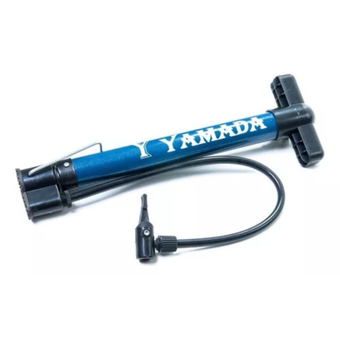 Bomba De Ar Bicicleta Alumínio Azul Yamada 30cm Com Conexão