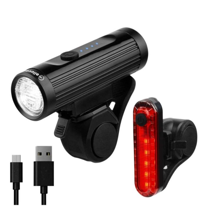 Kit Farol Led Usb 700l + Pisca Traseiro Led Usb 20l Elleven 