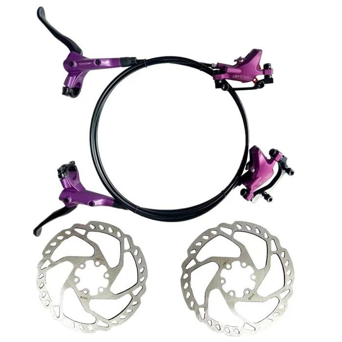 Freio a Disco Hidráulico em alumínio diant/trás com rotor roxo