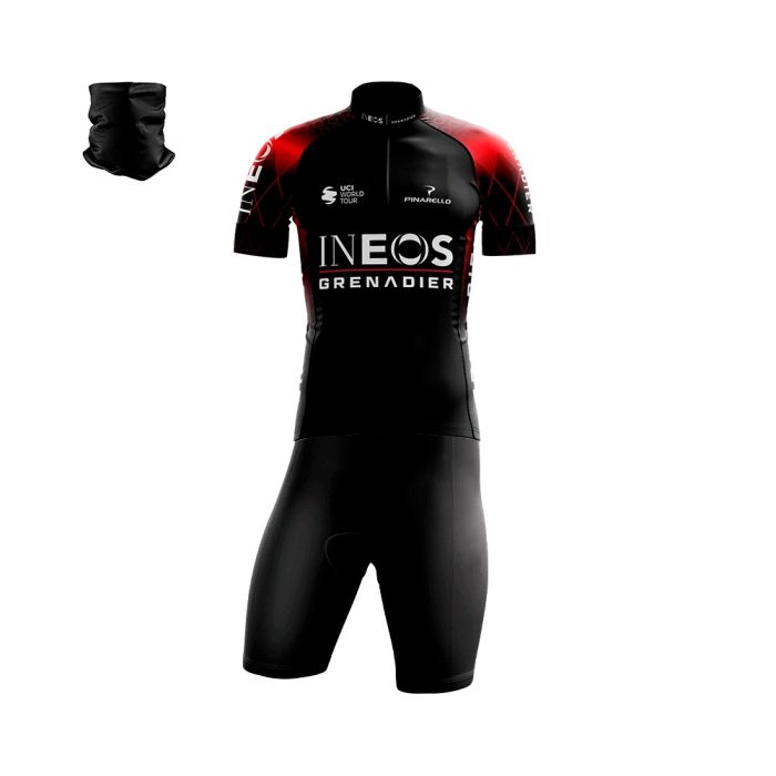 Conjunto Ciclismo Bermuda e Camisa Ineos Forro Espuma + Bandana