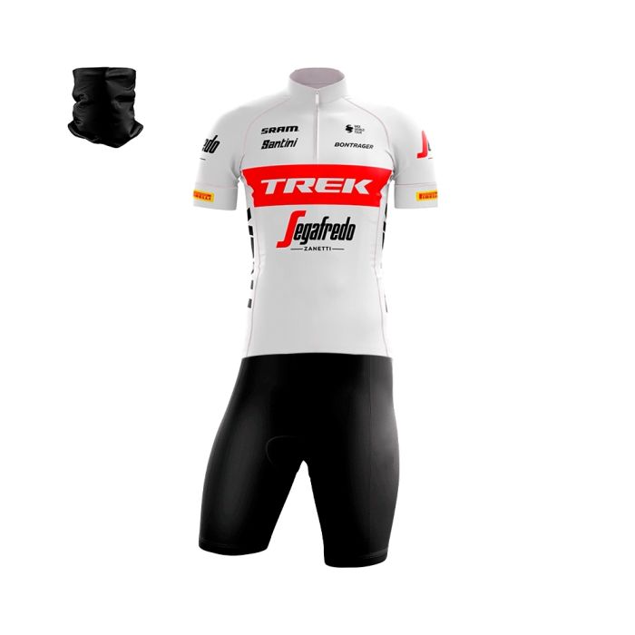 Conjunto Ciclismo Bermuda e Camisa Trek Segafredo Forro Espuma + Bandana