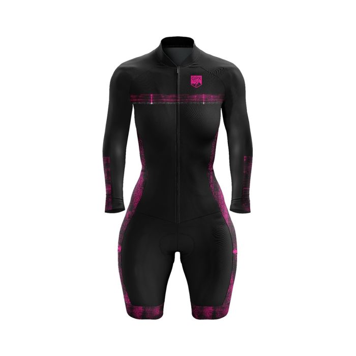 Macaquinho Ciclismo Manga Longa Feminino GPX Elite Neon Pink
