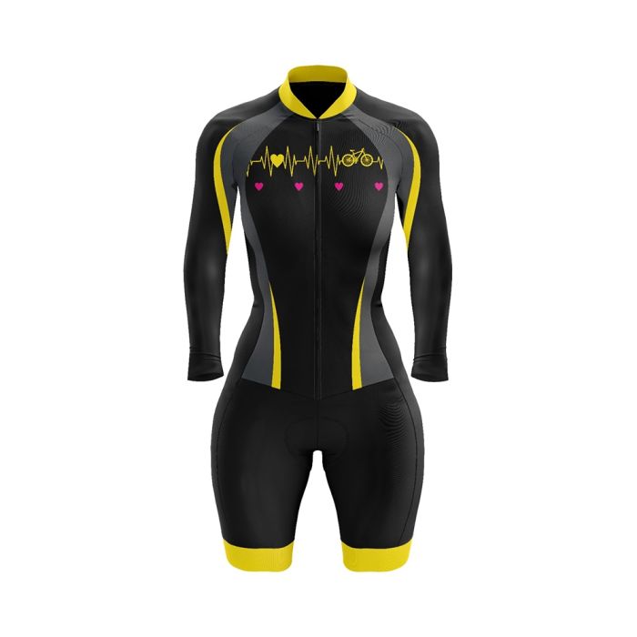 Macaquinho Ciclismo Manga Longa Feminino GPX Elite Adrenalina