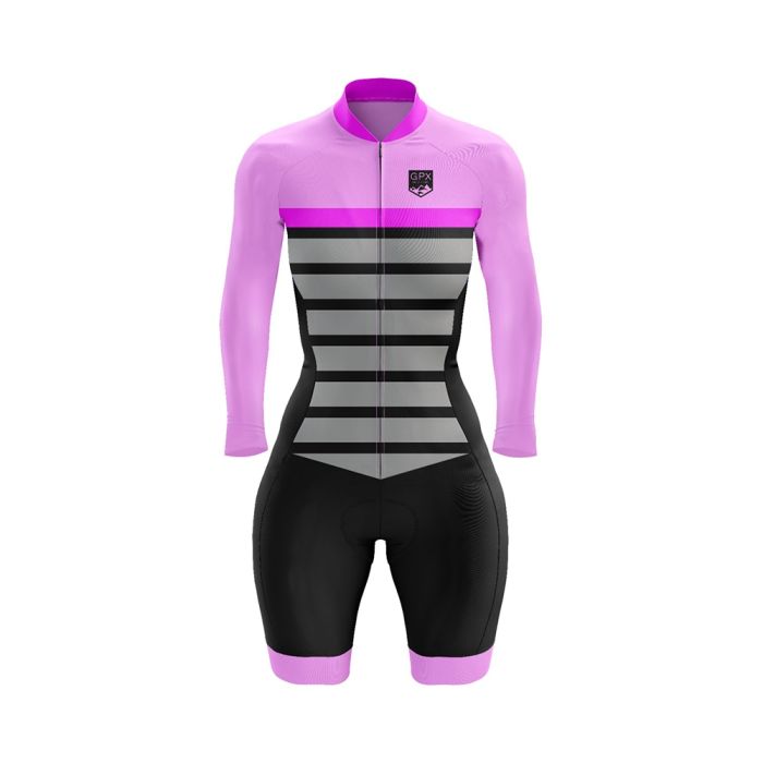 Macaquinho Ciclismo Manga Longa Feminino GPX Elite Lines