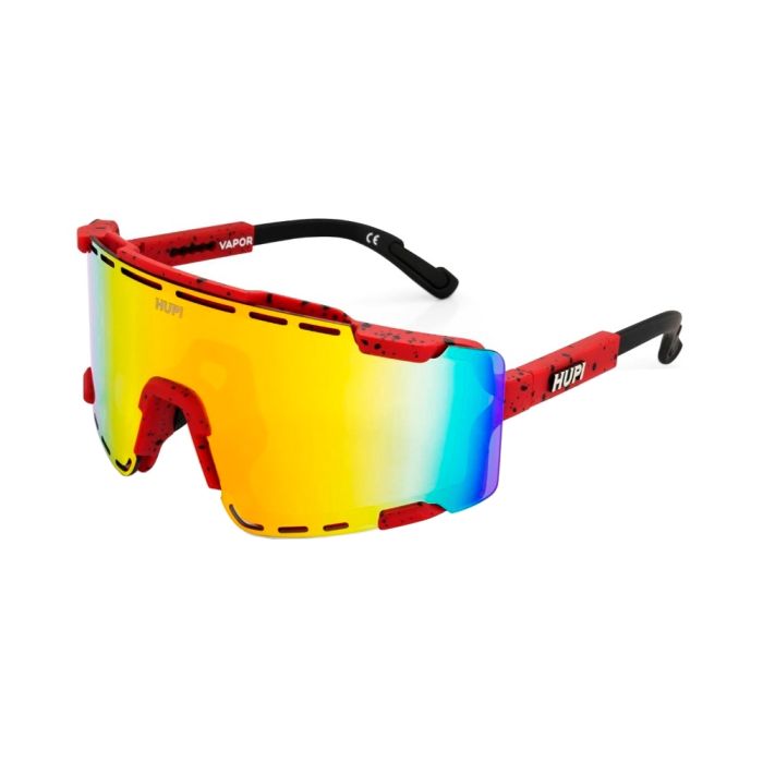 Óculos Ciclismo Hupi Vapor Vermelho Lente Vermelha Espelhada