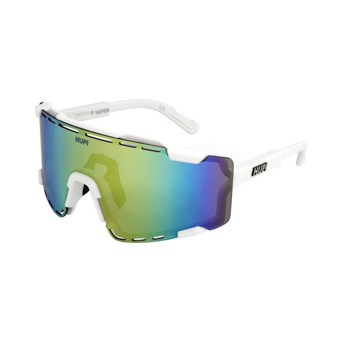 Óculos Ciclismo Hupi Vapor Branco - Lente Rosa Claro Espelhado