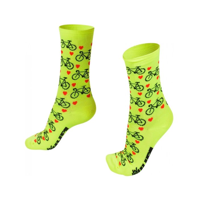 Meia Cano Longo Hupi Love Bike - Neon