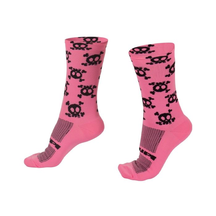 Meia Cano Longo Hupi Crazy Skull - Rosa