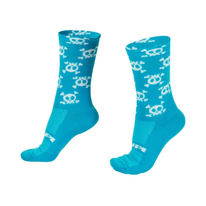Meia Cano Médio Hupi Crazy Skull Azul