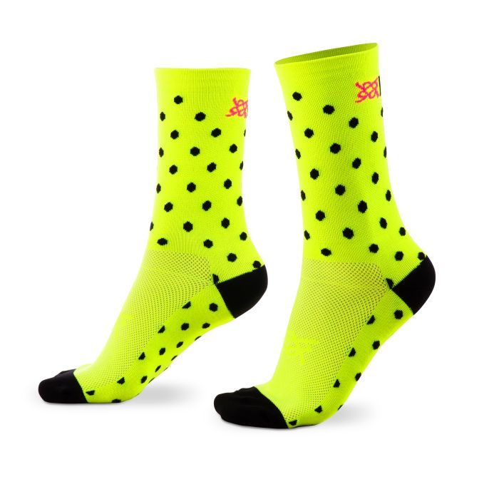 Meia Cano Médio Hupi Amarelo Neon Dots