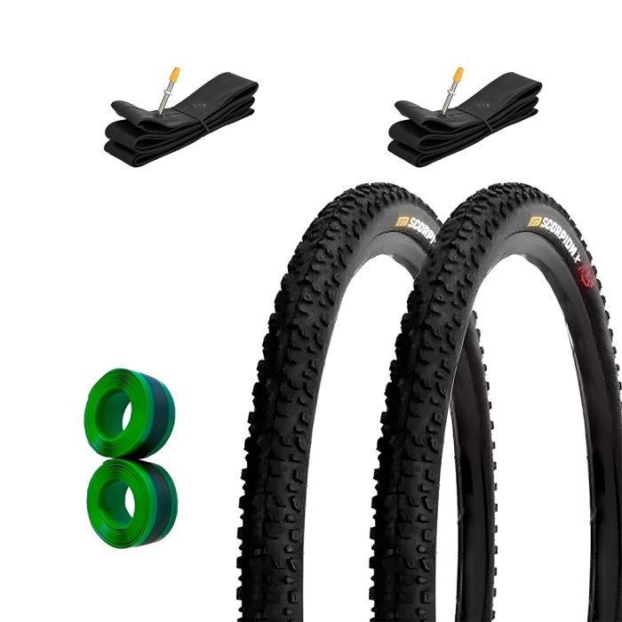 Par Pneu Pirelli Scorpion 29 x 2.0 Kevlar MTB + 2 Câmara Bico Fino + Fita Anti Furo