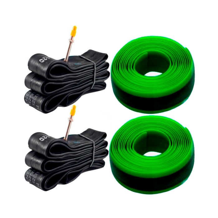 Kit 2 Câmara de Ar MTB Pirelli Aro 29 48mm Bico Fino + 2 Fita Anti Furo 