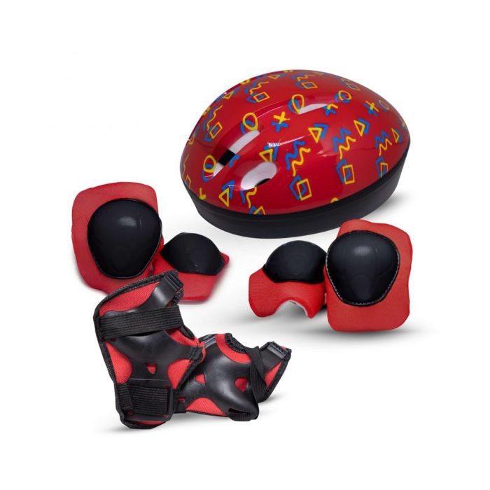 Kit Proteção e Capacete Infantil Rava Vermelho