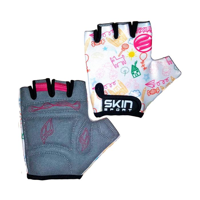 Luva Ciclismo Infantil Skin Branco e Rosa