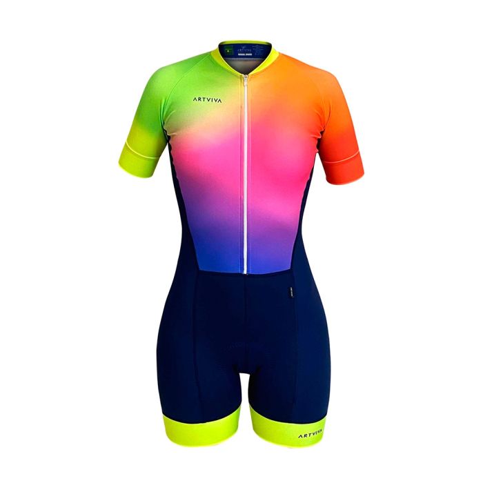 Macaquinho Ciclismo Feminino Artviva Rainbow
