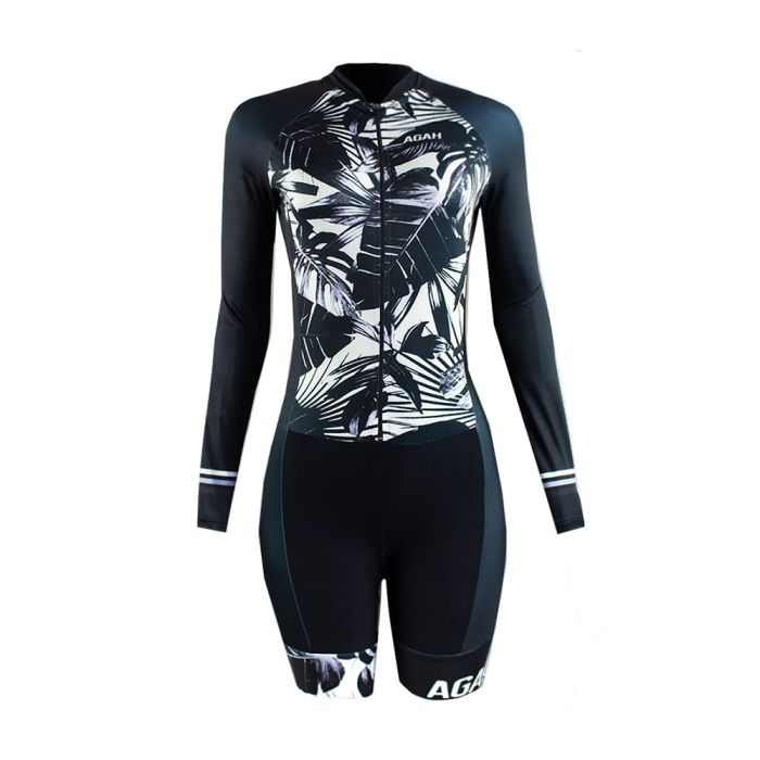 Macaquinho Ciclismo Manga Longa Feminino Agah Florest