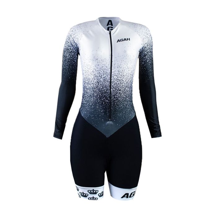 Macaquinho Ciclismo Manga Longa Feminino Agah Sophia Branco