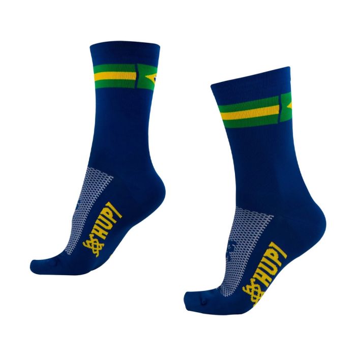 Meia Ciclismo Cano Médio 15cm Hupi Brasil 3.0
