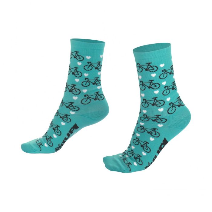 Meia Feminina Cano Longo Hupi Bike Verde Água