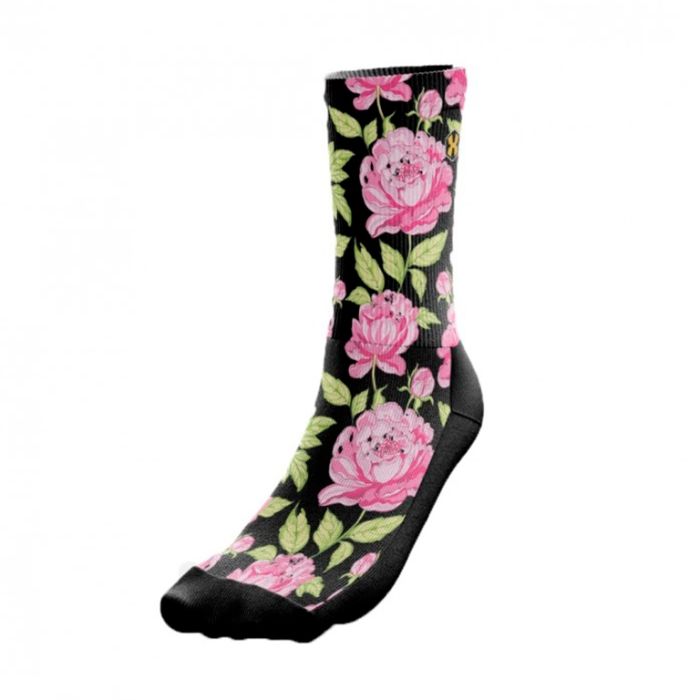 Meia Cano Longo Pop Sox Roses Black