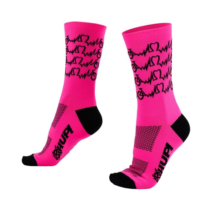 Meia Cano Longo Hupi Bike Beats Rosa Neon