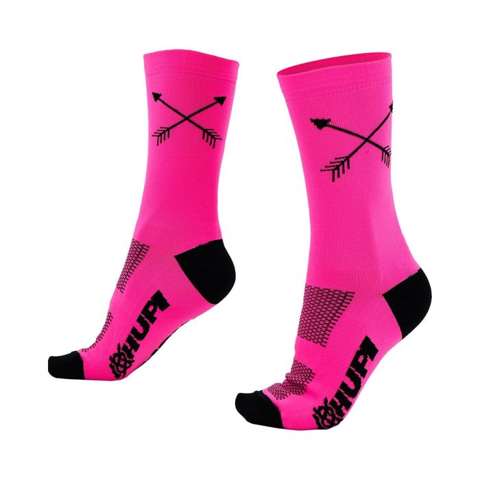 Meia Cano Longo Hupi Flecha Rosa Neon