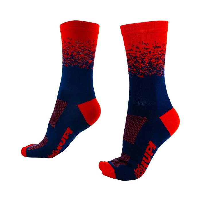 Meia Cano Longo Hupi Splash Azul/Vermelho 