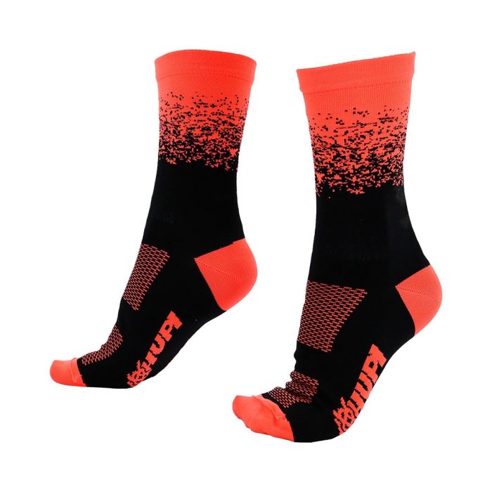 Meia Cano Longo Hupi Splash Preto/Laranja Neon