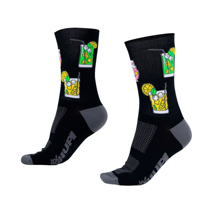 Meia Ciclismo Cano Médio Hupi Drinks Preto