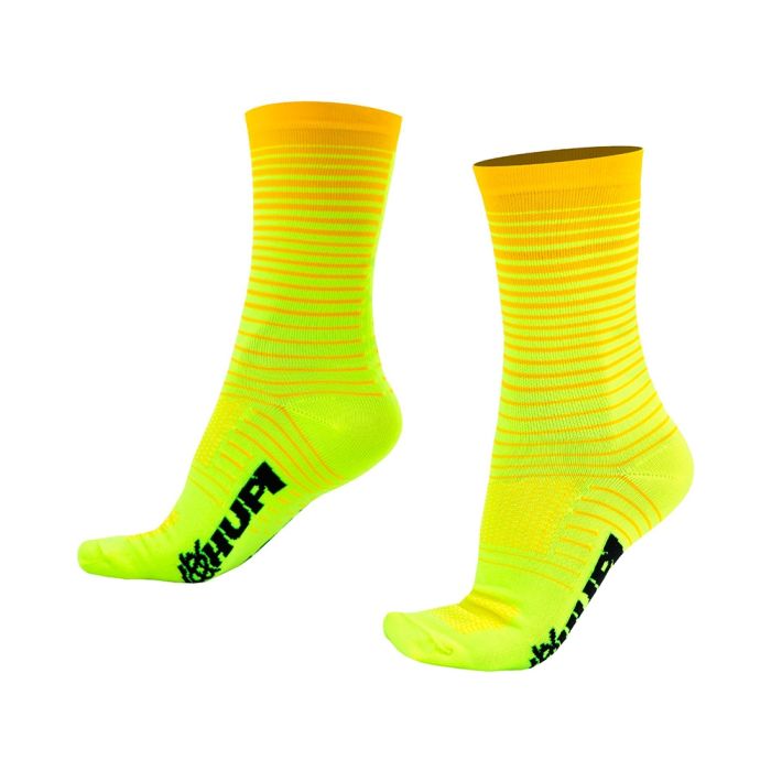 Meia Ciclismo Cano Longo Hupi Hyperline Amarelo Neon