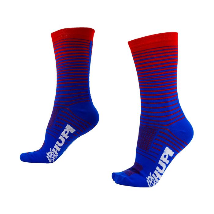 Meia Ciclismo Cano Longo Hupi Hyperline Azul/Vermelho