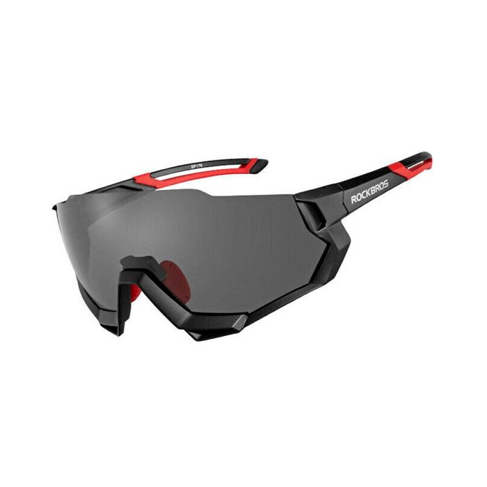 Óculos Ciclista Polarizado 5 Lentes Rockbros Preto Vermelho