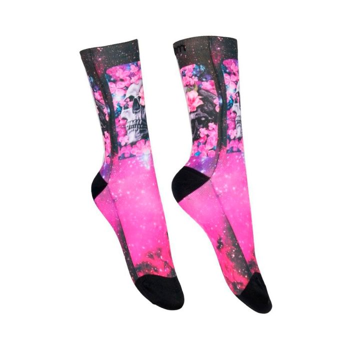 Meia Ciclismo Rikam Sublimada Skull Flowers