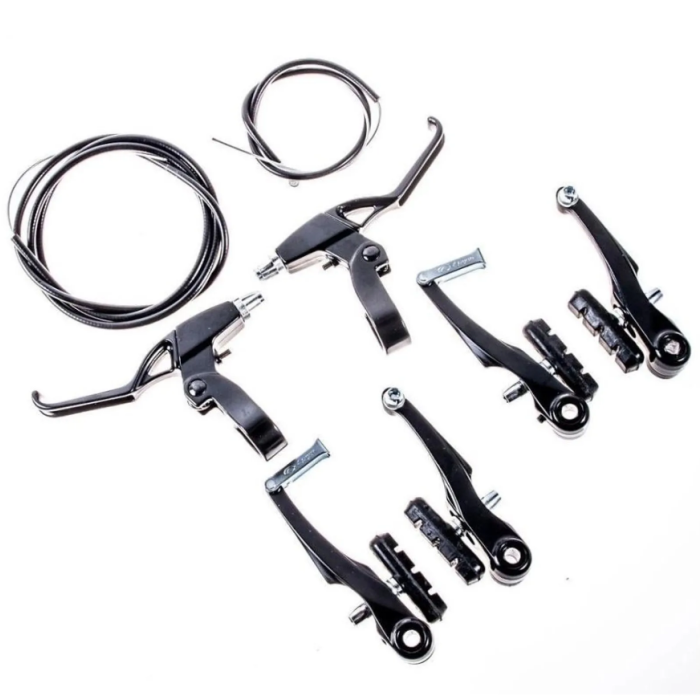 Freio V-Brake para Bicicleta Completo Dianteiro e Traseiro com Manetes e Cabos Logan LB-919