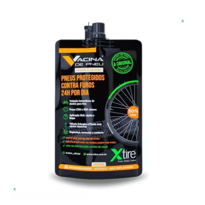 Selante Vacina de Pneu Xtire para Speed e Gravel Pouch 200ml