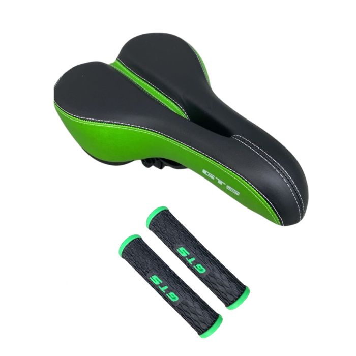 Selim Bike Vazado GTS Com Manoplas e Carrinho para MTB Verde