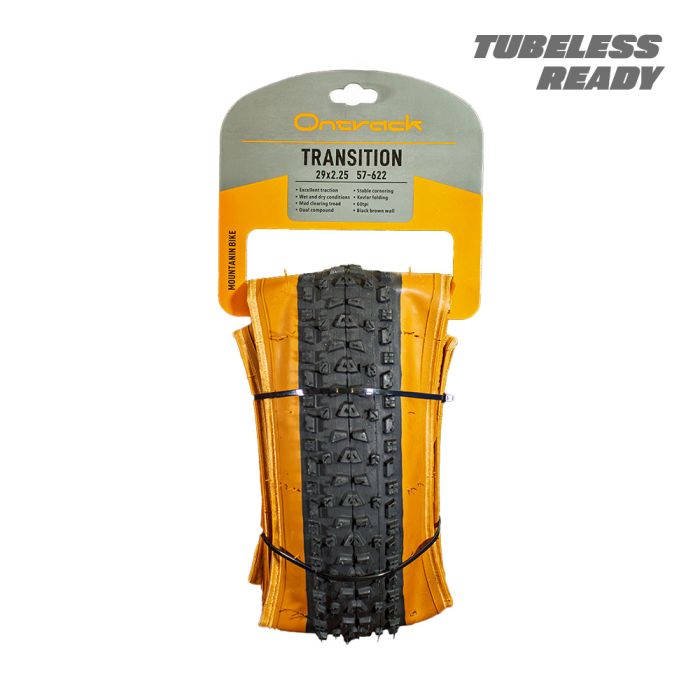 Pneu 29 x 2.20 KEVLAR tubeless 60tpi Ontrack Transition Faixa Marrom