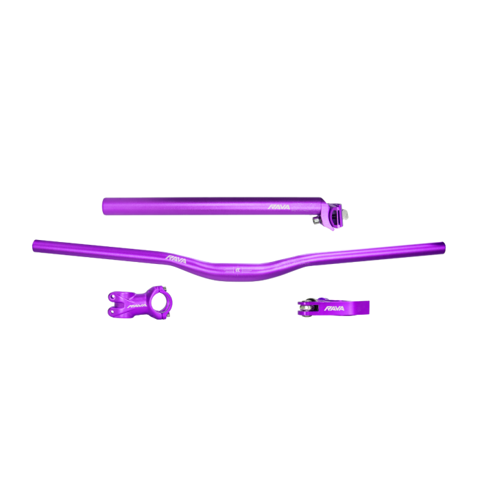 Kit Free Ride Guidão Mesa Canote Abraçadeira Rava Roxo