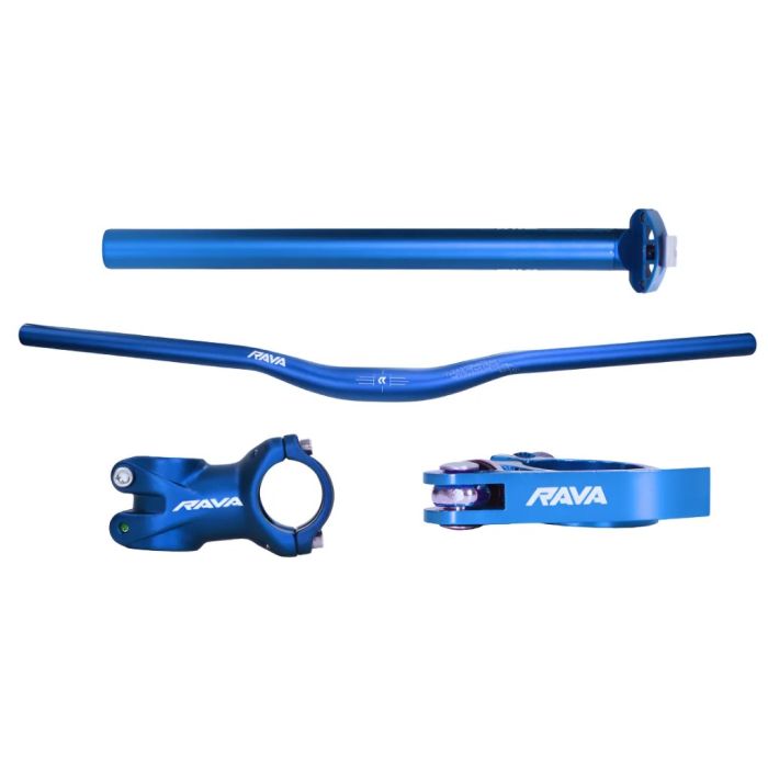 Kit Free Ride Guidão Mesa Canote Abraçadeira Rava Azul